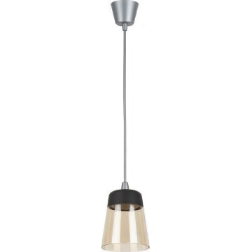 Brilagi - Lampadario LED a cavo RETRO GLASS 1xE27/60W/230V Ø 15,5 cm argento/beige fumé/nero