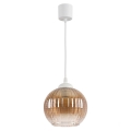 Brilagi - Lampadario LED a cavo RETRO GLASS 1xE27/60W/230V Ø 18 cm bianco/marrone fumé