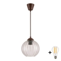 Brilagi - Lampadario LED a cavo RETRO GLASS 1xE27/60W/230V Ø 18 cm marrone/trasparente