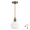 BRILAGI - Lampadario LED a cavo RETRO GLASS 1xE27/60W/230V Ø 20 cm oro/bianco