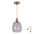 BRILAGI - Lampadario LED a cavo RETRO GLASS 1xE27/60W/230V Ø 26 cm oro/grigio fumé