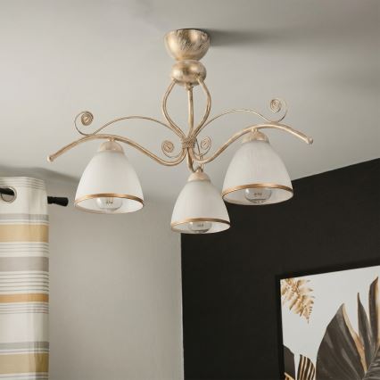 Brilagi - Lampadario LED a montaggio superficiale ANTICO 3xE27/60W/230V patina bianca