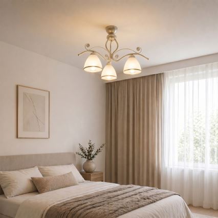 Brilagi - Lampadario LED a montaggio superficiale ANTICO 3xE27/60W/230V patina bianca