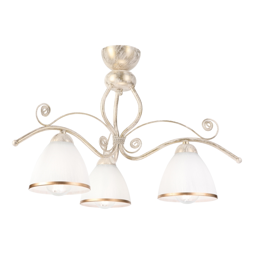 Brilagi - Lampadario LED a montaggio superficiale ANTICO 3xE27/60W/230V patina bianca
