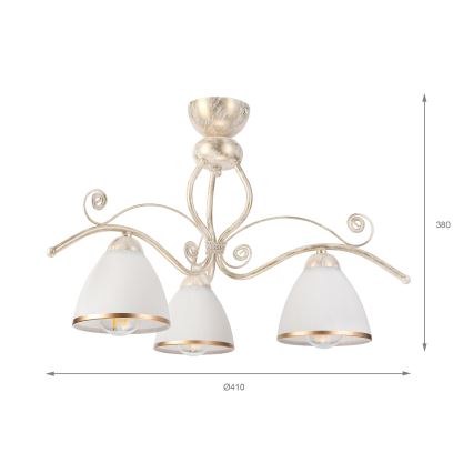 Brilagi - Lampadario LED a montaggio superficiale ANTICO 3xE27/60W/230V patina bianca