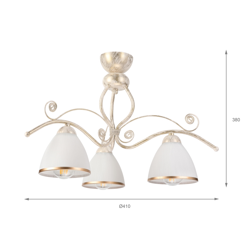 Brilagi - Lampadario LED a montaggio superficiale ANTICO 3xE27/60W/230V patina bianca