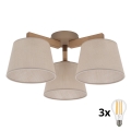 BRILAGI - Lampadario LED a montaggio superficiale LATTE SABIA 3xE27/15W/230V pino/beige