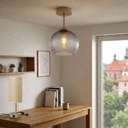 BRILAGI - Plafoniera LED RETRO GLASS 1xE27/60W/230V Ø 25 cm beige/grigio fumé