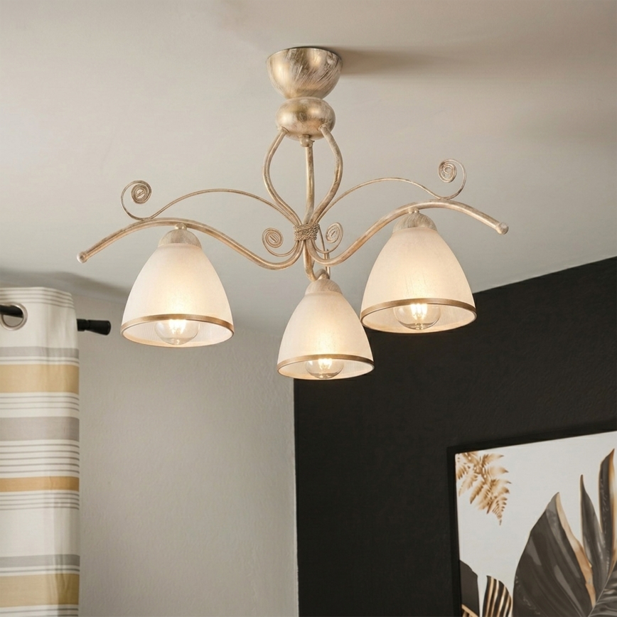 Brilagi - Lampadario LED a plafone ANTICO 3xE27/60W/230V 3000K finitura bianco patinato