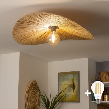 Brilagi - Lampadario LED a plafone CERIA BOHO 1xE27/40W/230V Ø 80 cm in rafia