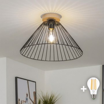 Brilagi - Lampadario LED a plafone CERIA WIRE 1xE27/40W/230V Ø 45 cm nero/rovere