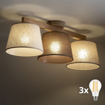 BRILAGI - Lampadario LED a plafone LATTE 3xE27/15W/230V pino/misto
