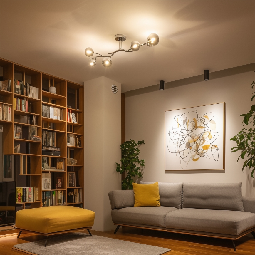 Brilagi - Lampadario LED a plafone MISTEL 6xG9/3W/230V nero cromato/fumé