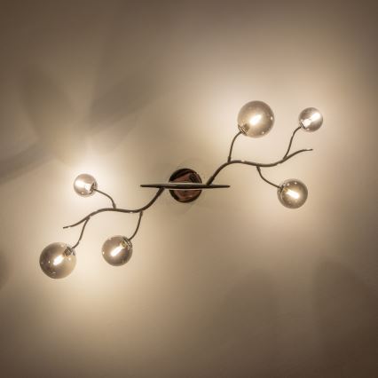 Brilagi - Lampadario LED a plafone MISTEL 6xG9/3W/230V nero cromato/fumé