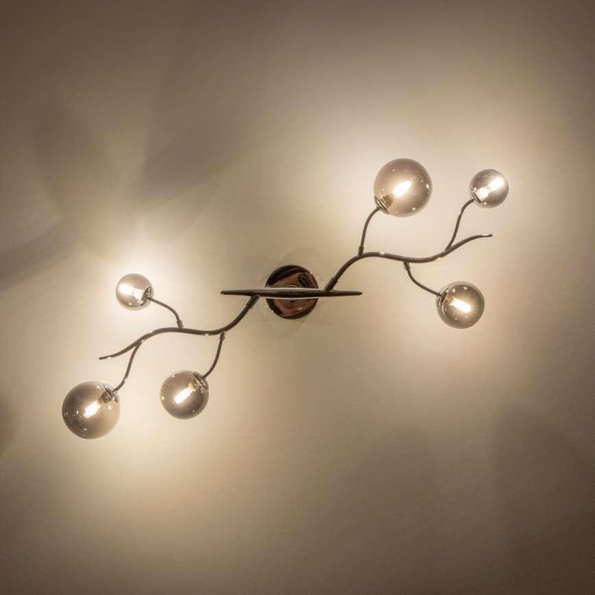 Brilagi - Lampadario LED a plafone MISTEL 6xG9/3W/230V nero cromato/fumé