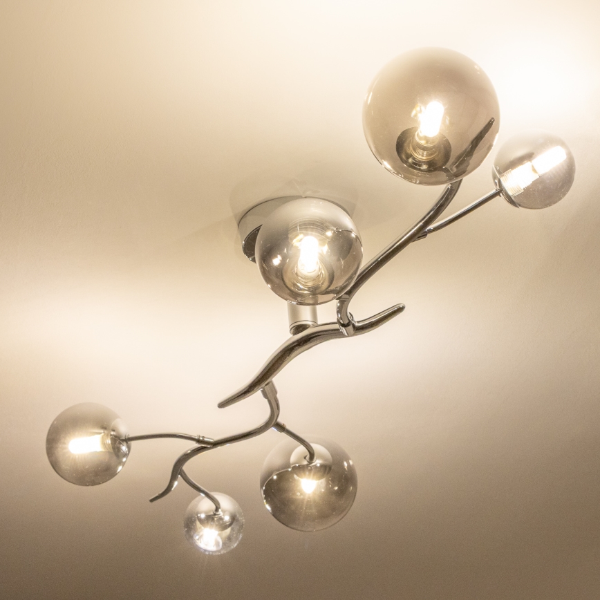 Brilagi - Lampadario LED a plafone MISTEL 6xG9/3W/230V nero cromato/fumé