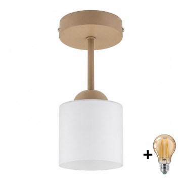BRILAGI - Lampadario LED a plafone RETRO GLASS 1xE27/60W/230V Ø 10 cm beige/bianco