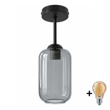 BRILAGI - Lampadario LED a plafone RETRO GLASS 1xE27/60W/230V Ø 14 cm nero/grigio fumé