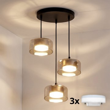 Brilagi - Lampadario LED a sospensione con cavo AURA LUX 3xGX53/13W/230V nero/oro