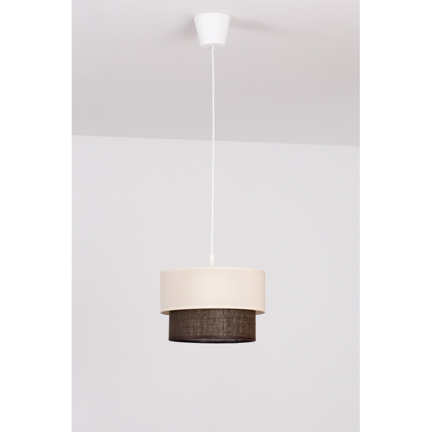 Brilagi - Lampadario LED a sospensione con cavo BOHO STYLE 1xE27/15W/230V Ø 25 cm crema/marrone