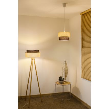 Brilagi - Lampadario LED a sospensione con cavo BOHO STYLE 1xE27/15W/230V Ø 25 cm crema/marrone