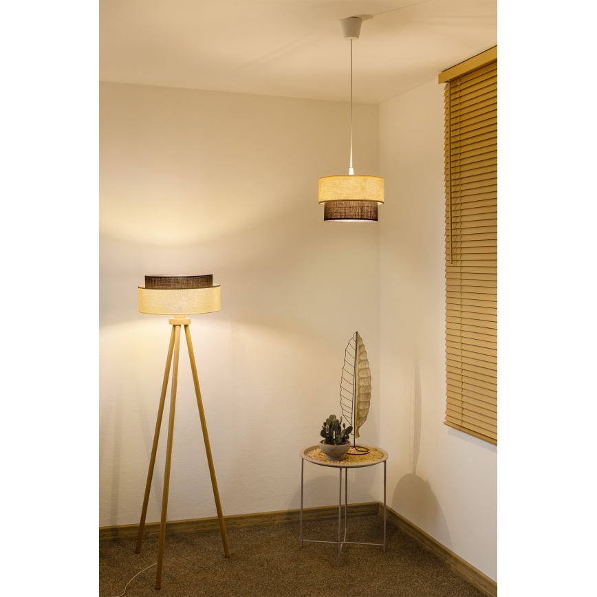 Brilagi - Lampadario LED a sospensione con cavo BOHO STYLE 1xE27/15W/230V Ø 25 cm crema/marrone