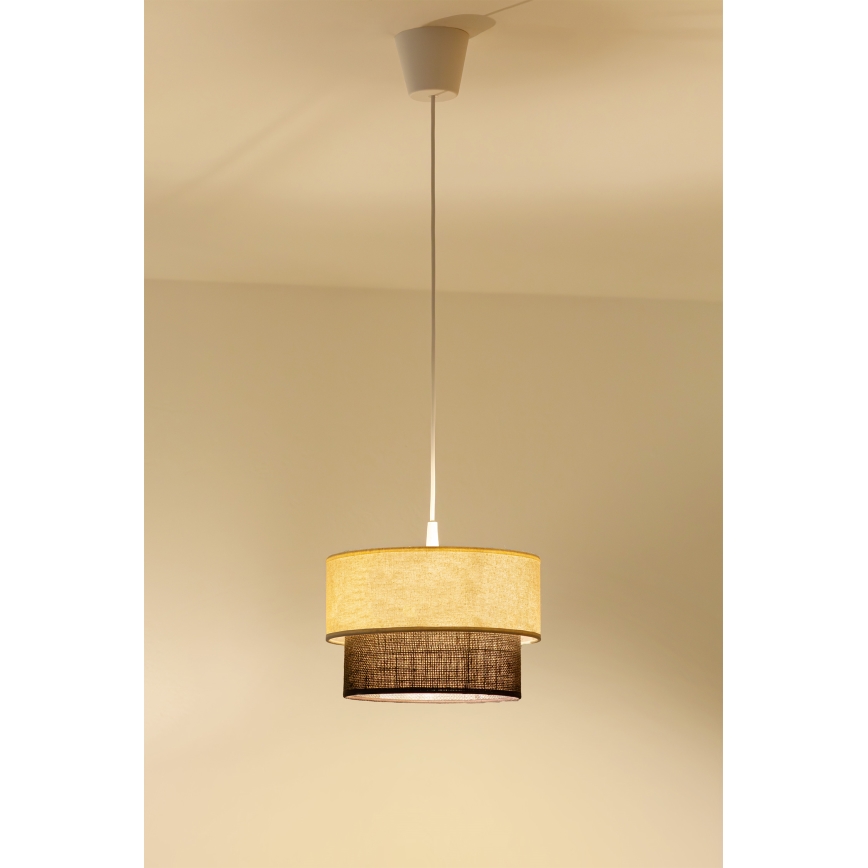 Brilagi - Lampadario LED a sospensione con cavo BOHO STYLE 1xE27/15W/230V Ø 25 cm crema/marrone