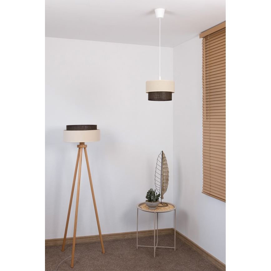 Brilagi - Lampadario LED a sospensione con cavo BOHO STYLE 1xE27/15W/230V Ø 25 cm crema/marrone