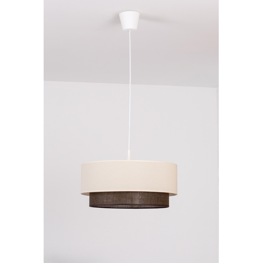 Brilagi - Lampadario LED a sospensione con cavo BOHO STYLE 1xE27/15W/230V Ø 40 cm crema/marrone