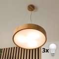 Brilagi - Lampadario LED a sospensione con cavo CARVALHO, 3x E27/45W/230V, finitura rovere, Ø 47,5 cm