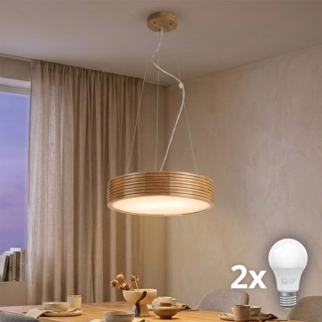 Brilagi - Lampadario LED a sospensione con cavo CARVALHO MODERN 2xE27/60W/230V rovere Ø 37,5 cm