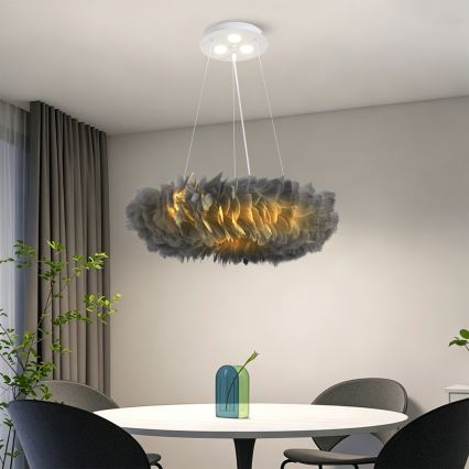 Brilagi - Lampadario LED a sospensione con cavo FEATHER 3xE27/40W/230V + 3xLED/3W Ø 50 cm grigio