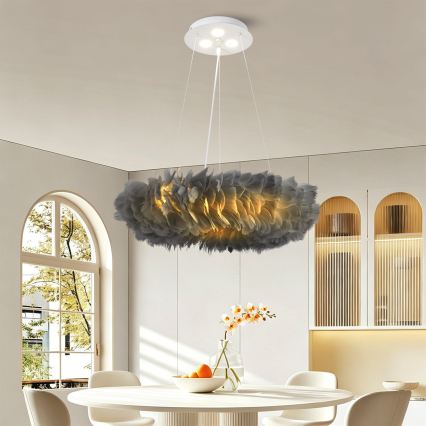 Brilagi - Lampadario LED a sospensione con cavo FEATHER 3xE27/40W/230V + 3xLED/3W Ø 50 cm grigio