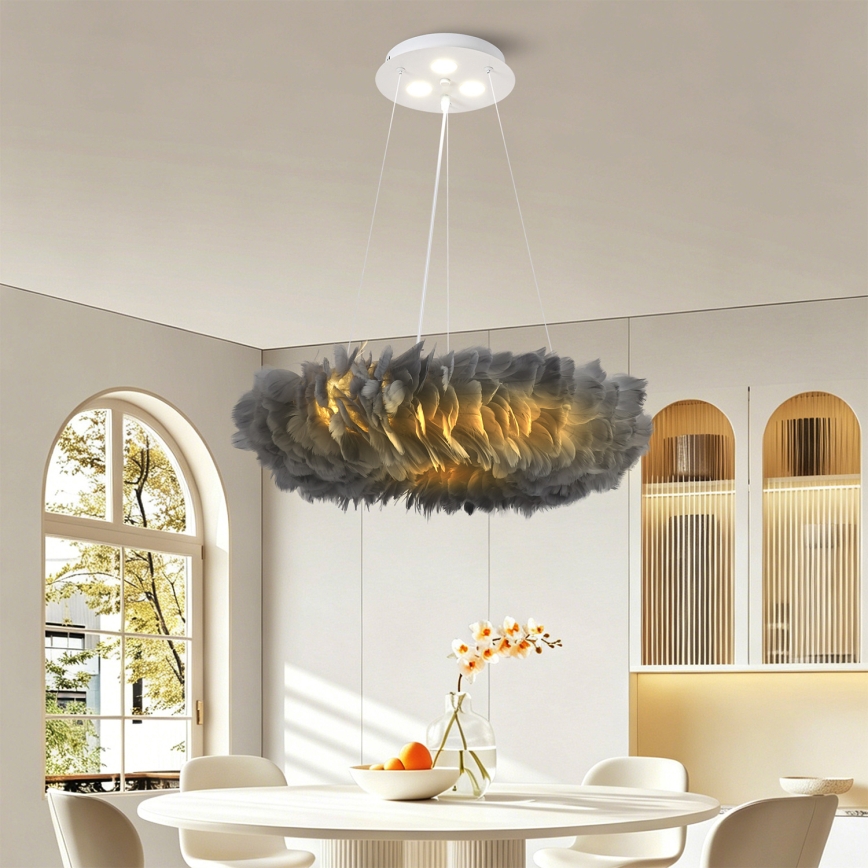 Brilagi - Lampadario LED a sospensione con cavo FEATHER 3xE27/40W/230V + 3xLED/3W Ø 50 cm grigio