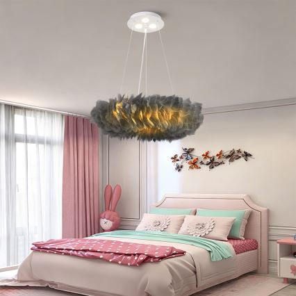 Brilagi - Lampadario LED a sospensione con cavo FEATHER 3xE27/40W/230V + 3xLED/3W Ø 50 cm grigio