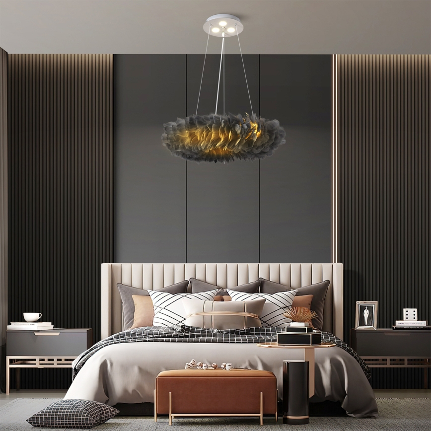 Brilagi - Lampadario LED a sospensione con cavo FEATHER 3xE27/40W/230V + 3xLED/3W Ø 50 cm grigio