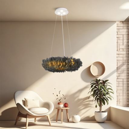 Brilagi - Lampadario LED a sospensione con cavo FEATHER 3xE27/40W/230V + 3xLED/3W Ø 50 cm grigio