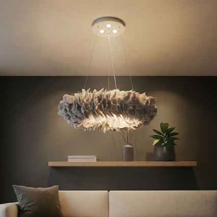 Brilagi - Lampadario LED a sospensione con cavo FEATHER 3xE27/40W/230V + 3xLED/3W Ø 50 cm grigio