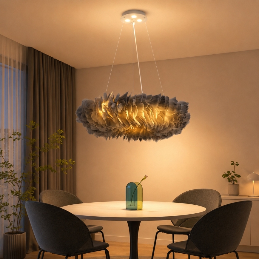 Brilagi - Lampadario LED a sospensione con cavo FEATHER 3xE27/40W/230V + 3xLED/3W Ø 50 cm grigio