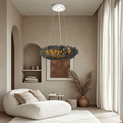 Brilagi - Lampadario LED a sospensione con cavo FEATHER 3xE27/40W/230V + 3xLED/3W Ø 50 cm grigio