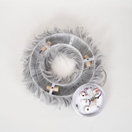 Brilagi - Lampadario LED a sospensione con cavo FEATHER 3xE27/40W/230V + 3xLED/3W Ø 50 cm grigio