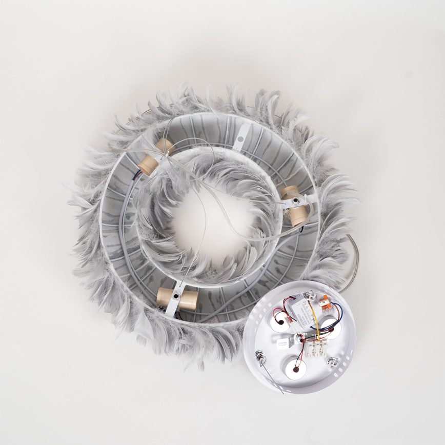 Brilagi - Lampadario LED a sospensione con cavo FEATHER 3xE27/40W/230V + 3xLED/3W Ø 50 cm grigio