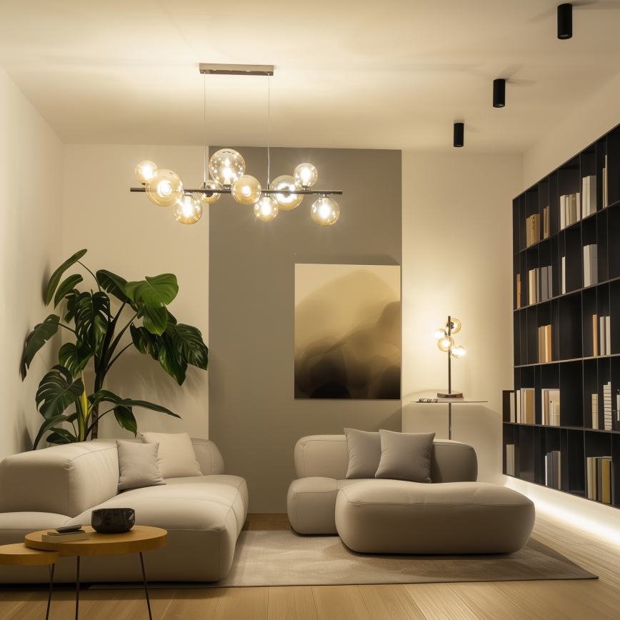 Brilagi - Lampadario LED a sospensione con cavo MILLA 10xG9/3W/230V, nero cromato/oro