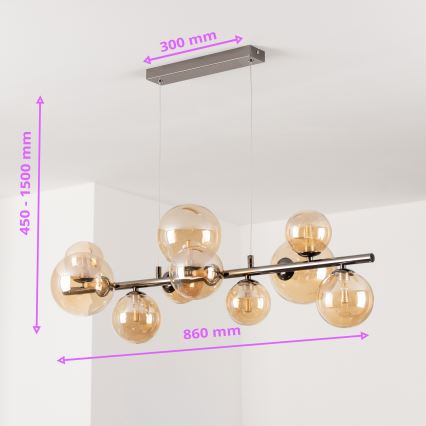 Brilagi - Lampadario LED a sospensione con cavo MILLA 10xG9/3W/230V, nero cromato/oro