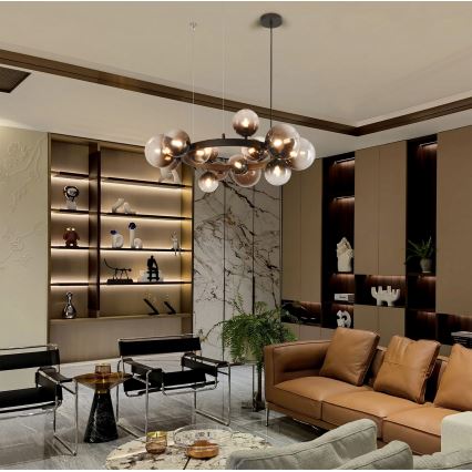 Brilagi - Lampadario LED a sospensione con cavo MILLA 15xG9/3W/230V marrone/marrone fumé
