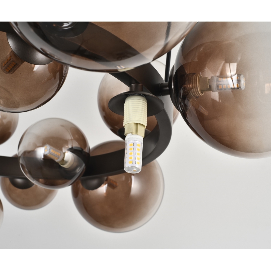 Brilagi - Lampadario LED a sospensione con cavo MILLA 15xG9/3W/230V marrone/marrone fumé
