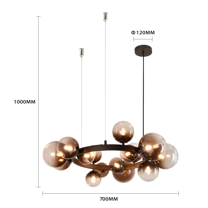 Brilagi - Lampadario LED a sospensione con cavo MILLA 15xG9/3W/230V marrone/marrone fumé
