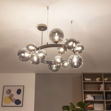 Brilagi - Lampadario LED a sospensione con cavo MILLA 15xG9/3W/230V nero cromato/fumé
