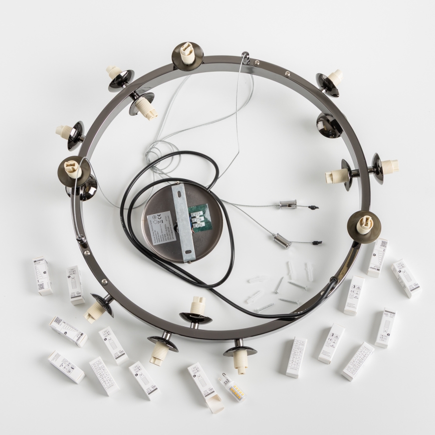 Brilagi - Lampadario LED a sospensione con cavo MILLA 15xG9/3W/230V nero cromato/fumé