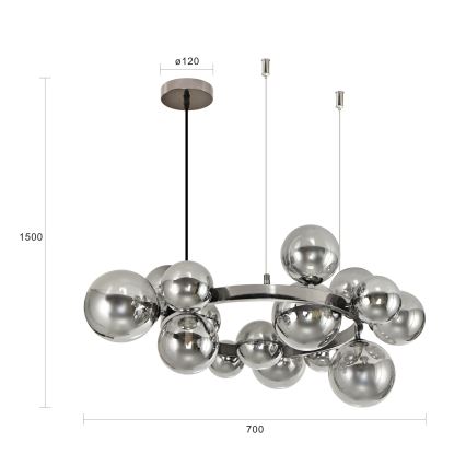 Brilagi - Lampadario LED a sospensione con cavo MILLA 15xG9/3W/230V nero cromato/fumé
